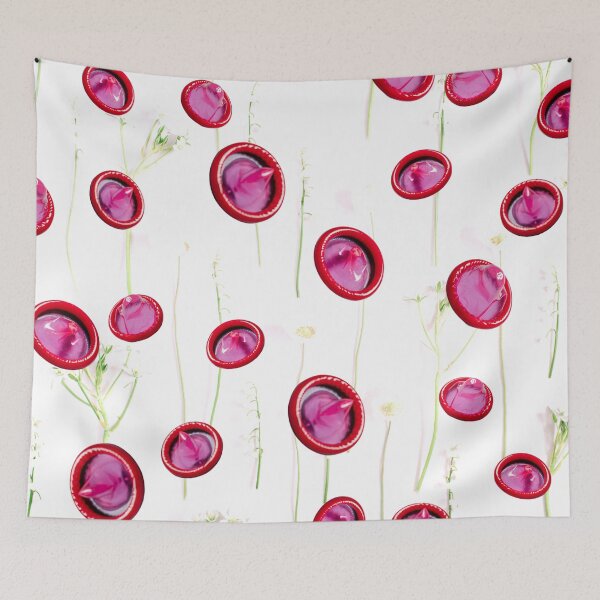 Item preview, SAFETY BLANKET - PASTEL FLOWERS & NEON CONDOMS designed and sold by WokeWords.
