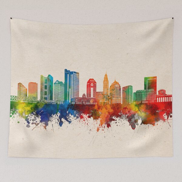 Item preview, columbus skyline watercolor 2 designed and sold by BekimART2.