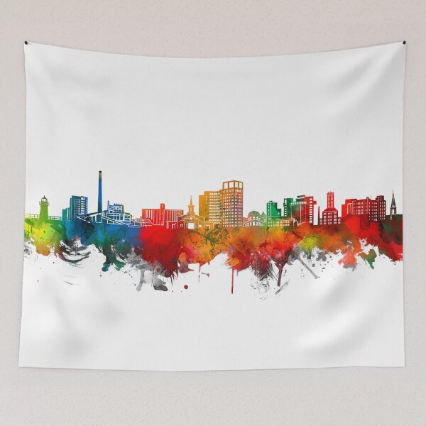Item preview, bridgeport skyline watercolor designed and sold by BekimART2.