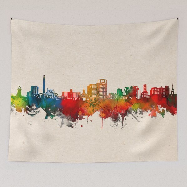Item preview, bridgeport skyline watercolor 2 designed and sold by BekimART2.
