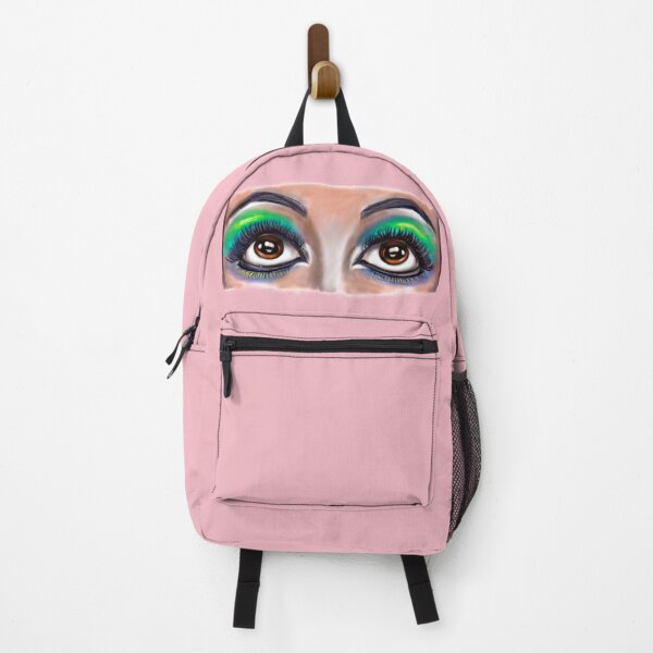 Item preview, Lashes eyelashes, brown eyes looking upwards with green eye shadow on pink background. The eyes have it, beauty is in the eye of the beholder designed and sold by Artonmytee.