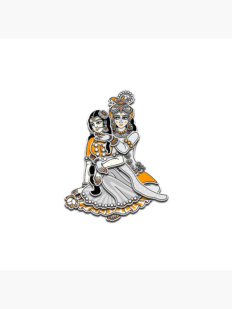 ArtsIndia Divine Love A Colored Pencil Illustration of Lord Radha Krishna  in Ecstatic Love (Material: Gloss, Size: 40