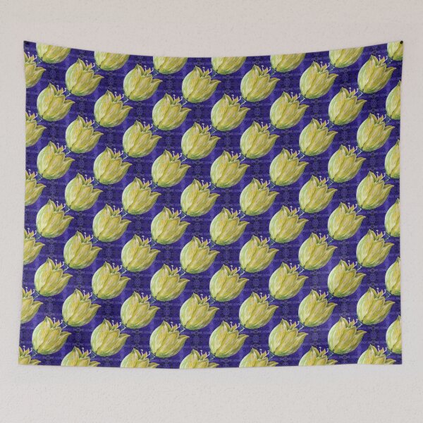 Item preview, yellow tulip on purple with swirls and dots pattern designed and sold by Dawna Morton.