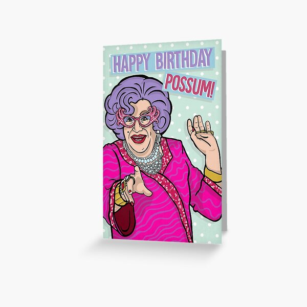 Item preview, Happy Birthday, Possum! - Funny 90's Dame Edna Everage Drag Queen Birthday Card designed and sold by ToruandMidori.