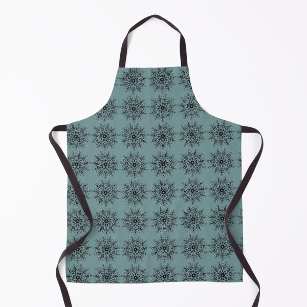 CIRCLES WITH KNOBS for a fun yet simple print in green teal and black Apron