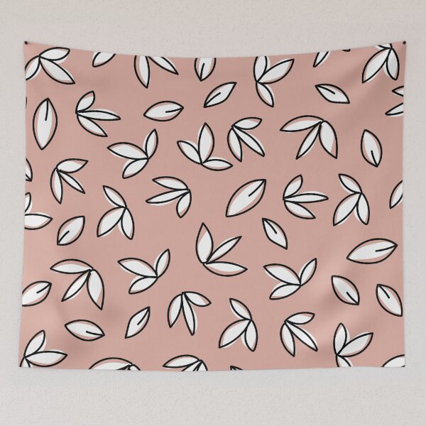 Item preview, leaves on dusky pink designed and sold by swans-swatches.