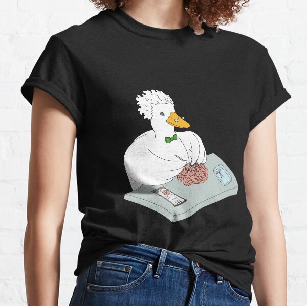 Vista previa del artículo con la obra «Un pato como neurocirujano con una mosca.», diseñado y vendido por Sanguinik.