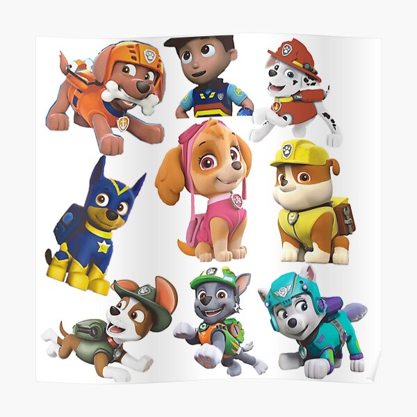 PAW PATROL Wall Decals Ryder Chase Marshall Rubble Rocky Zuma Skye Kids