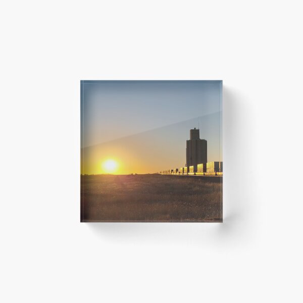 Item preview, Train Going into the Sunset Passing a Grain Elevator designed and sold by Jared Davies.