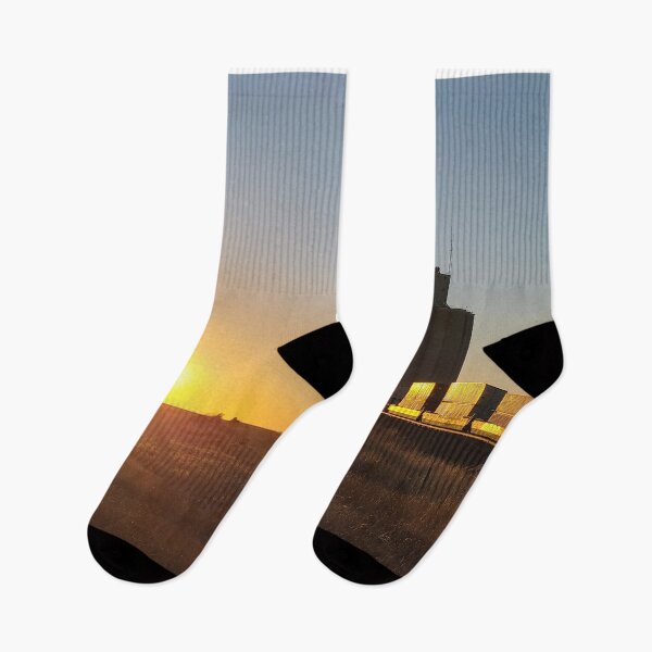 Item preview, Train Going into the Sunset Passing a Grain Elevator designed and sold by Jared Davies.
