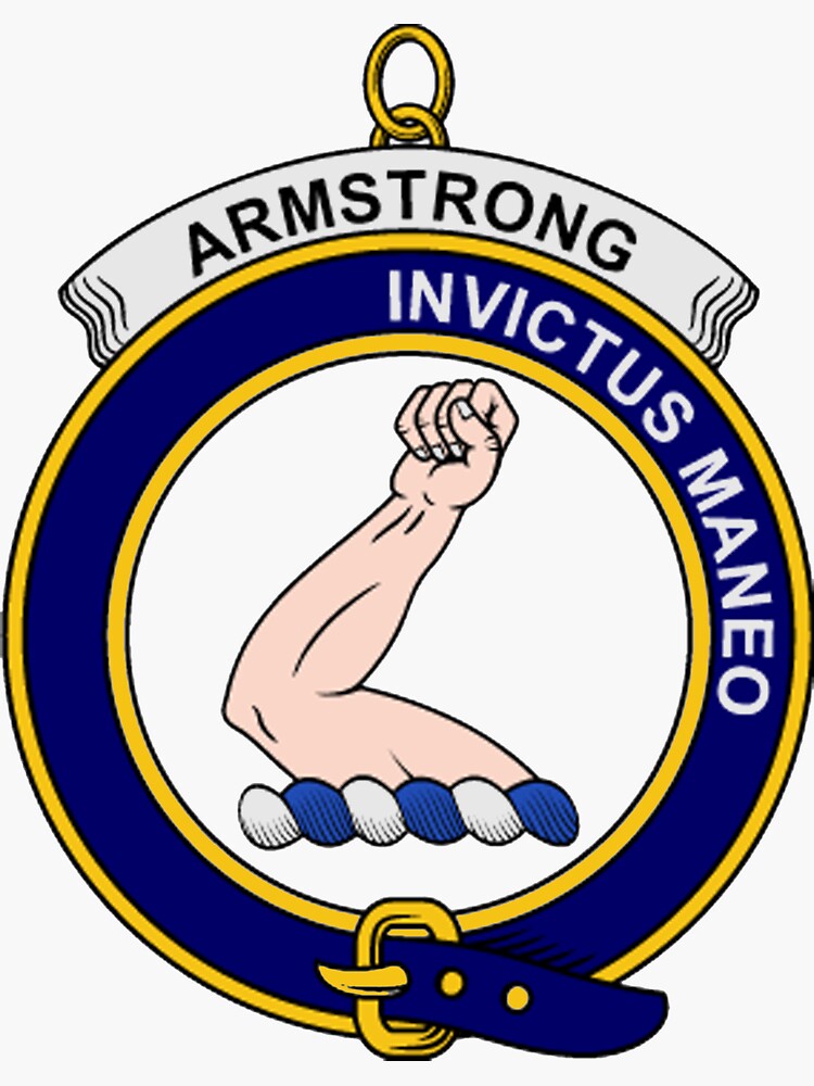 Armstrong Clan Badge Sticker By IrishArms Redbubble   Bg,f8f8f8 Flat,750x,075,f Pad,750x1000,f8f8f8 