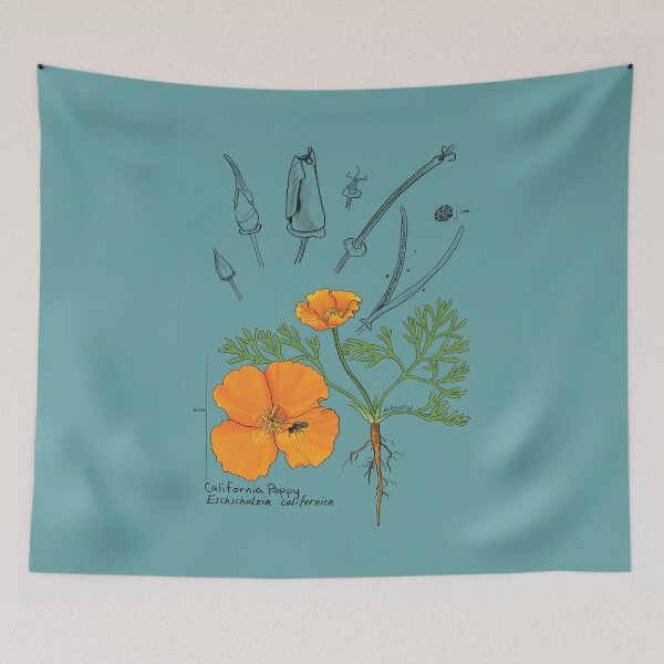 Item preview, California Poppy Botanical - teal designed and sold by mernstw.