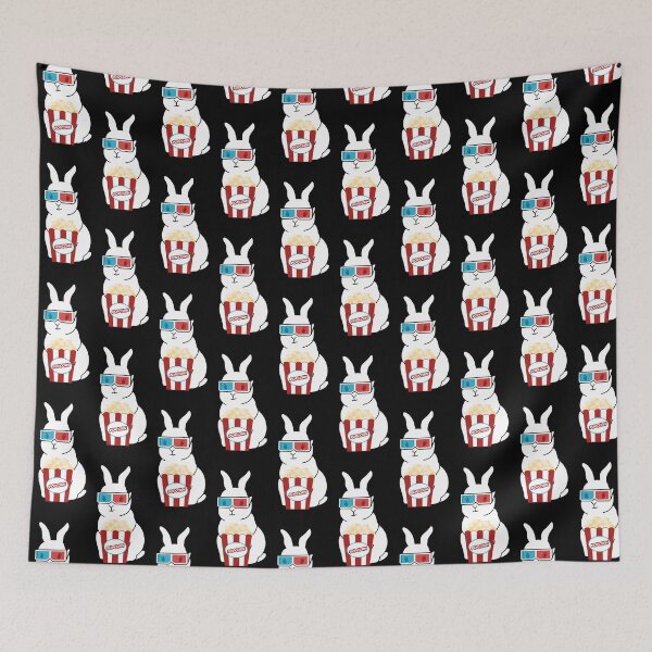 Item preview, Bunny with 3d glasses and popcorn designed and sold by felinefeelings.