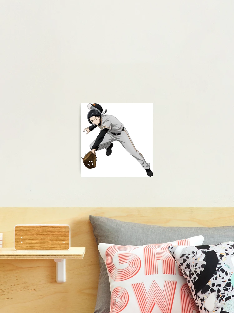 Baseball Player on Giant Baseball Throw Pillow