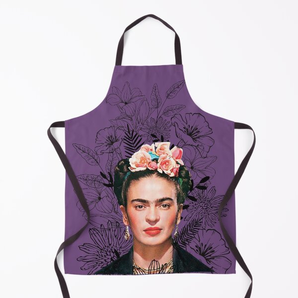 Item preview, Frida Kahlo portrait color, black and white flowers, purple background designed and sold by Adriana C (All about Frida).