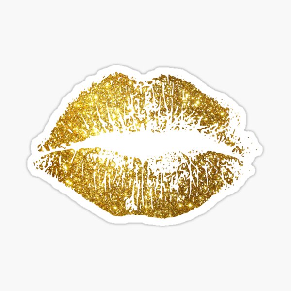 Stylish Gold Glitter Lips Sticker