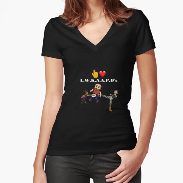 I love ladies who kick ass and punch dicks for dark background Fitted V-Neck T-Shirt