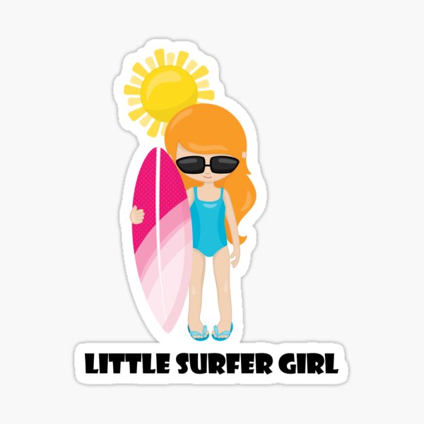 Little Redhead Surfer Girl Sticker