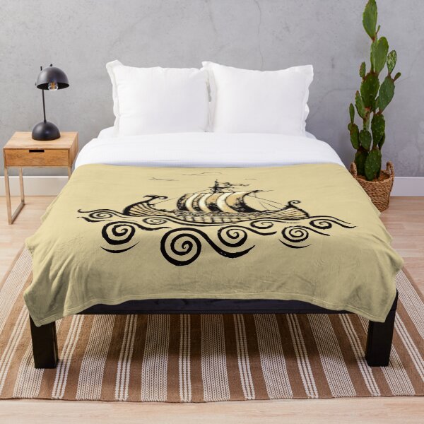 Viking ship Throw Blanket