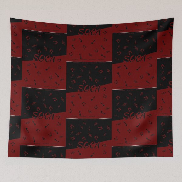 Item preview, Soca Music with Musical Notes on Black and Red Pattern - Soca Mode designed and sold by Soca-Mode.