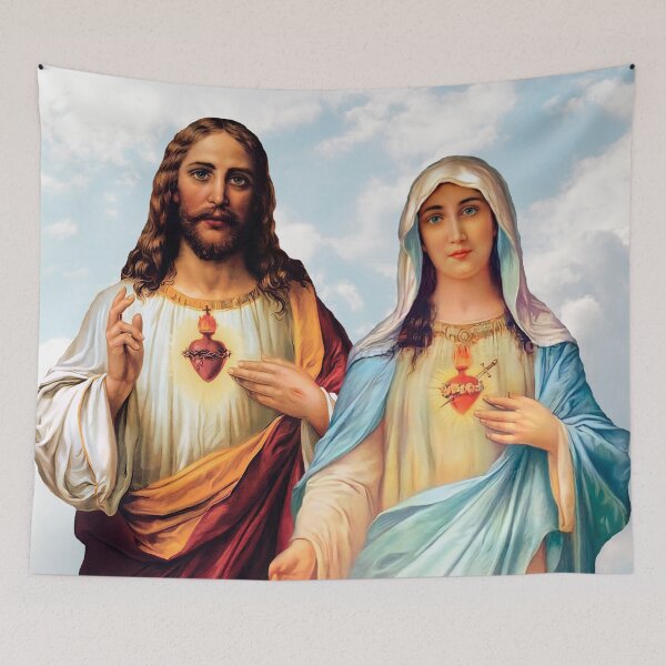 Item preview, Sacred and Immaculate Hearts - III (Jesus and Mary) sky background designed and sold by Brasilia.