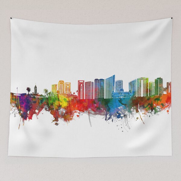 Item preview, honolulu skyline watercolor designed and sold by BekimART2.