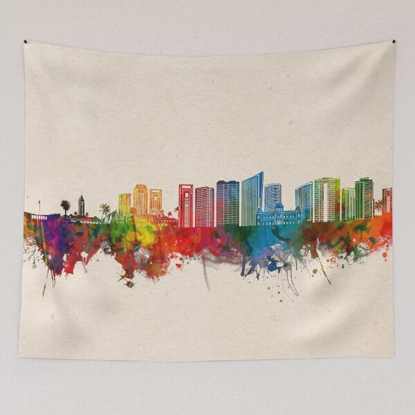 Item preview, honolulu skyline watercolor 2 designed and sold by BekimART2.