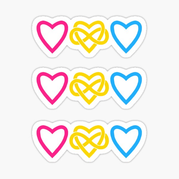 Pansexual Polyamory Infinity Hearts (black - horizontal) Sticker
