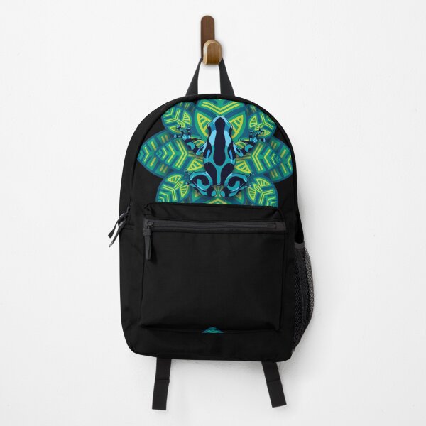 Item preview, Blue Poison Dart Frog on Jungle Leaves Mandala designed and sold by Caitlin Cahill.