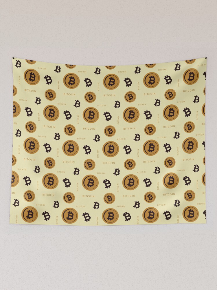 Thumbnail 2 of 3, Tapestry, Bitcoin Pattern Gold designed and sold by infleims.