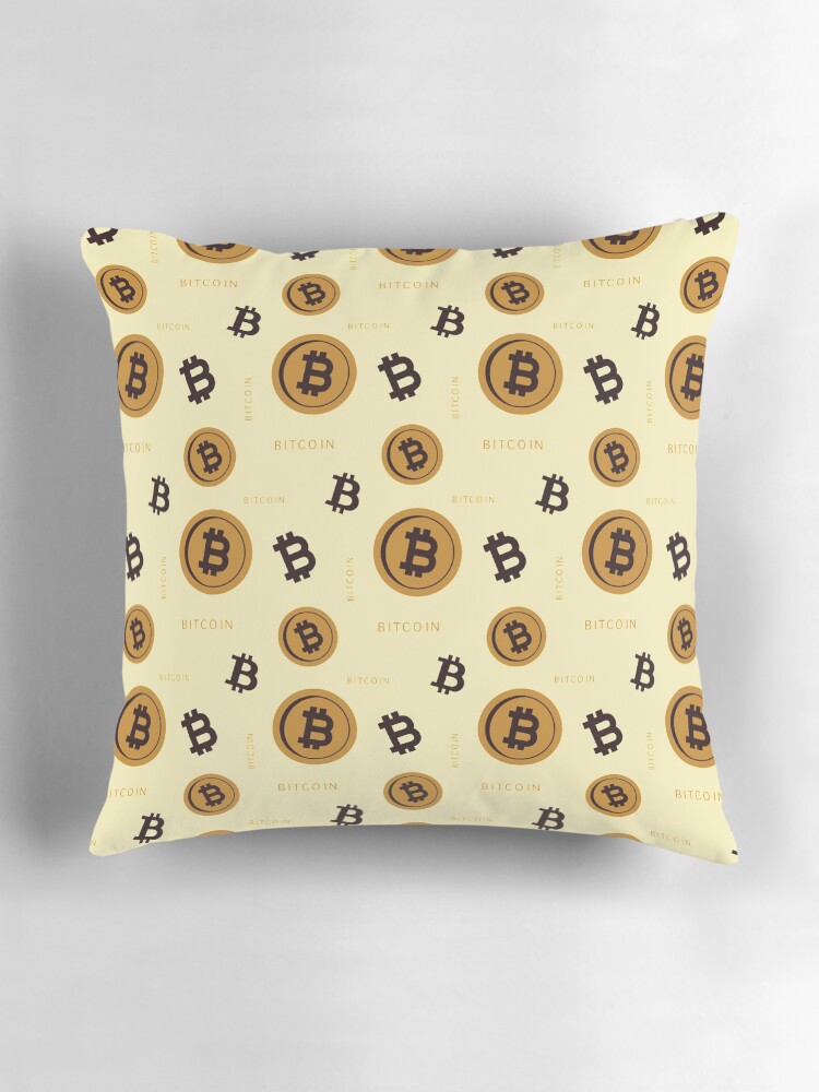 Thumbnail 3 of 4, Pillow, Bitcoin Pattern Gold designed and sold by infleims.