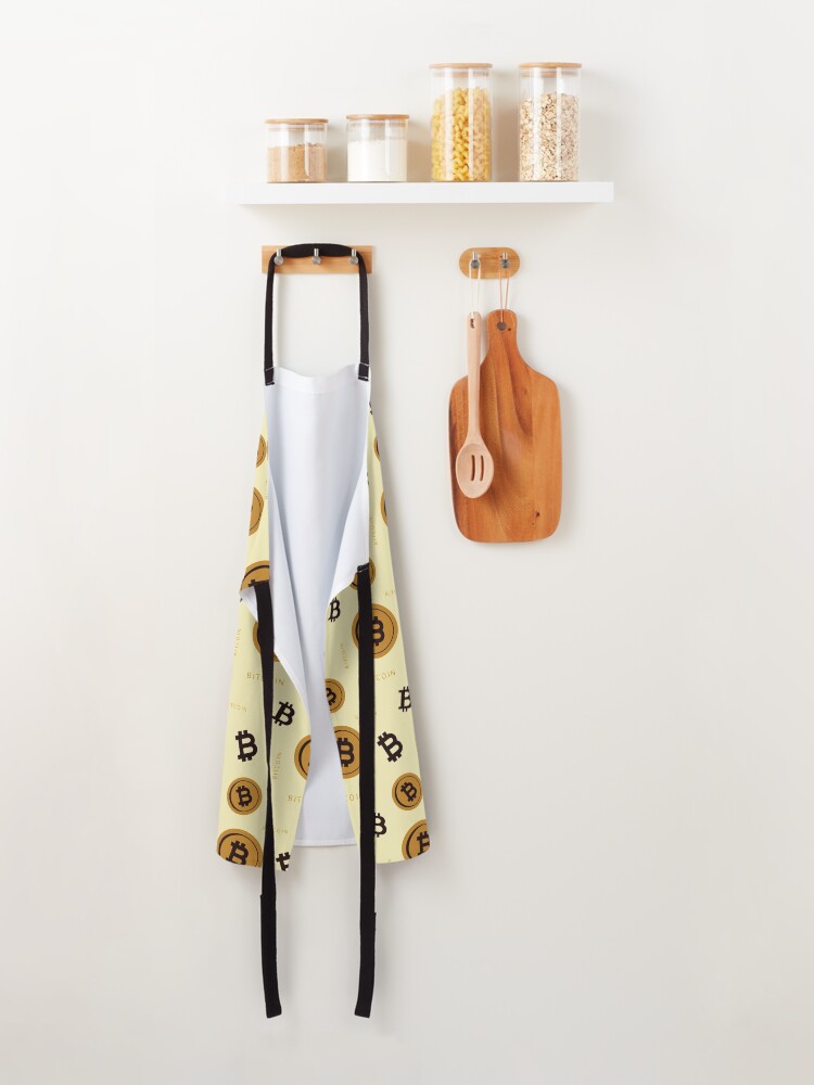 Thumbnail 2 of 6, Apron, Bitcoin Pattern Gold designed and sold by infleims.