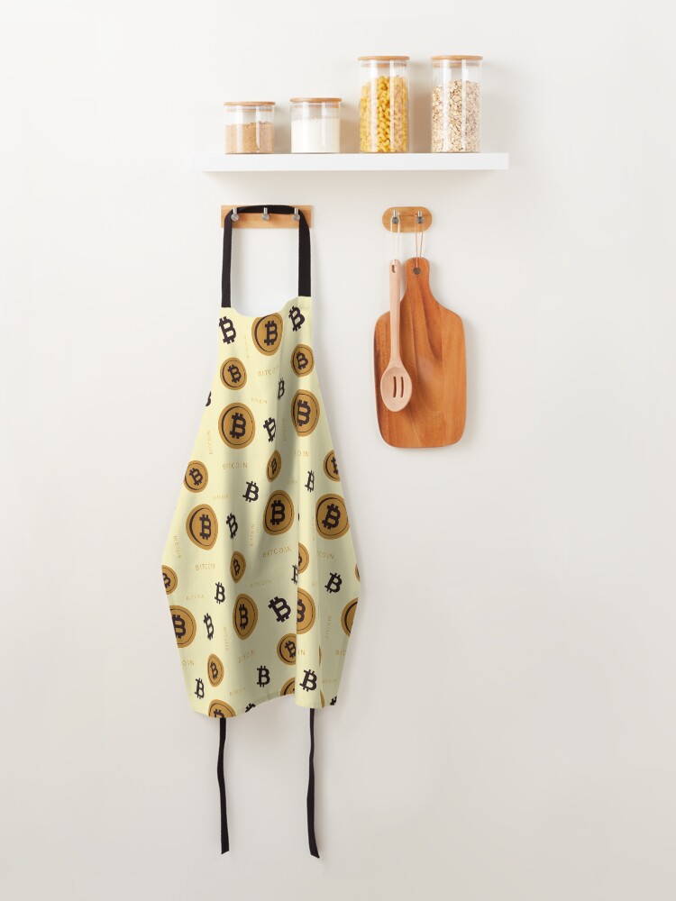 Thumbnail 4 of 6, Apron, Bitcoin Pattern Gold designed and sold by infleims.
