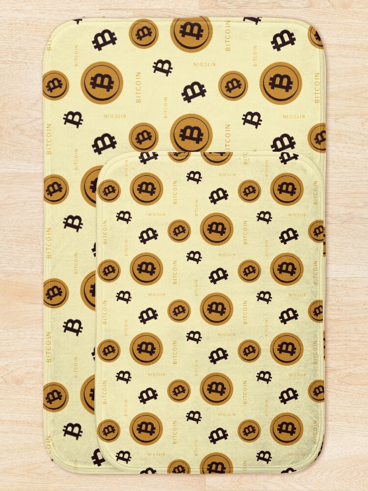 Thumbnail 5 of 6, Bath Mat, Bitcoin Pattern Gold designed and sold by infleims.