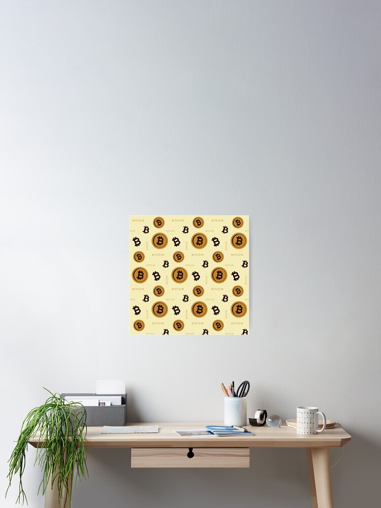 Thumbnail 2 of 3, Poster, Bitcoin Pattern Gold designed and sold by infleims.