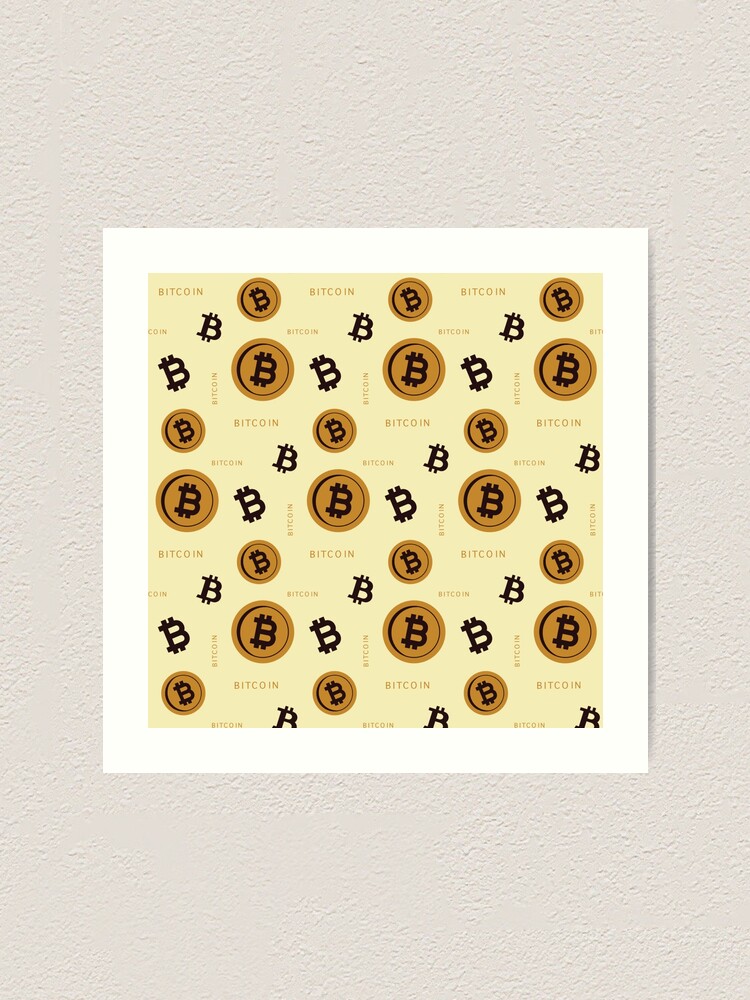 Thumbnail 1 of 3, Art Print, Bitcoin Pattern Gold designed and sold by infleims.
