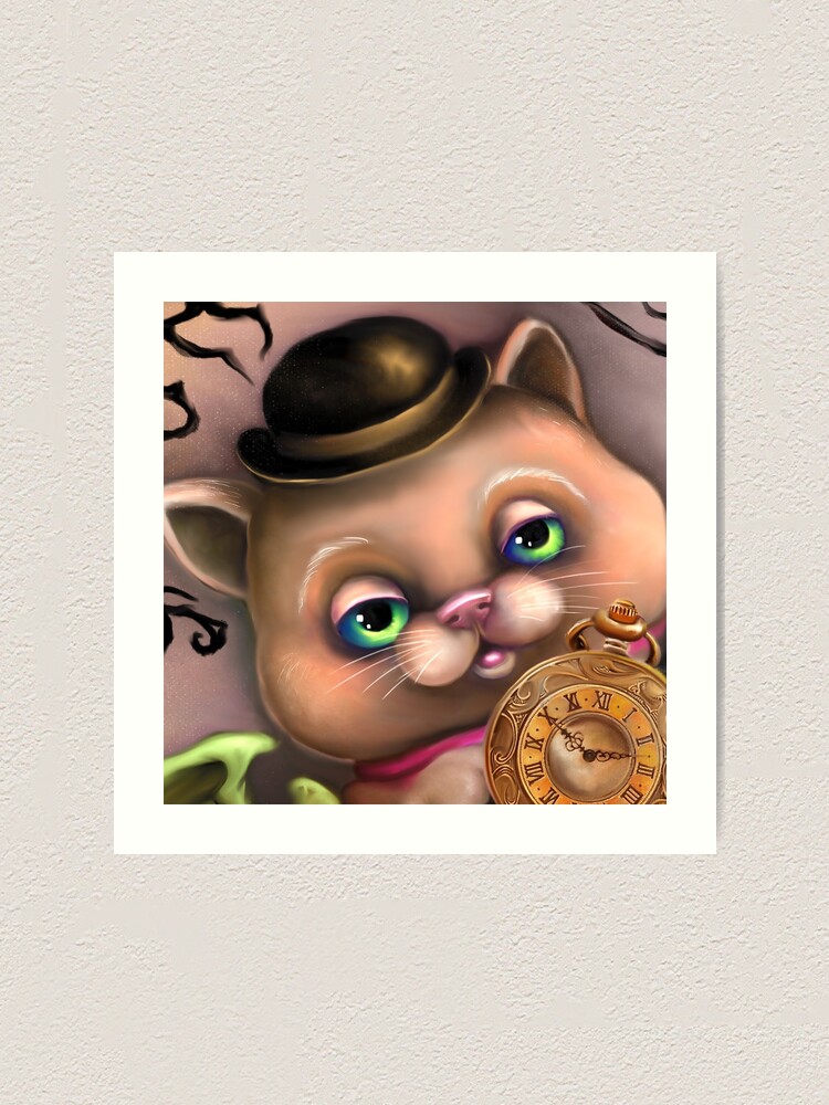 Impression Artistique Steampunk Chat Dans Un Chapeau Melon Goth Kitty Par Sarahmwall Redbubble