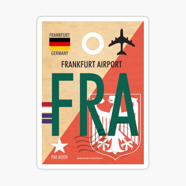 FRANKFURT AIRPORT FRA Luggage Tag Baggage Tag Airport Code GERMANY EUROPE Sticker
