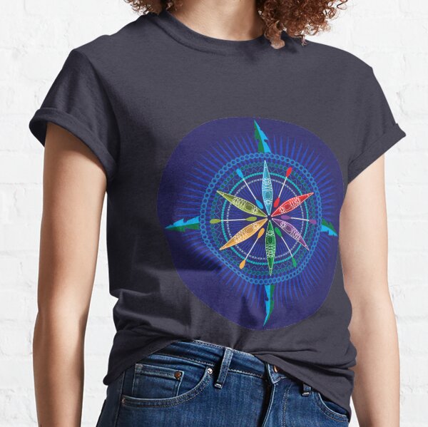 Kayak Compass Rose on blue Classic T-Shirt