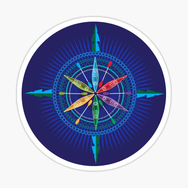Item preview, Kayak Compass Rose on blue designed and sold by Carswell King Design.