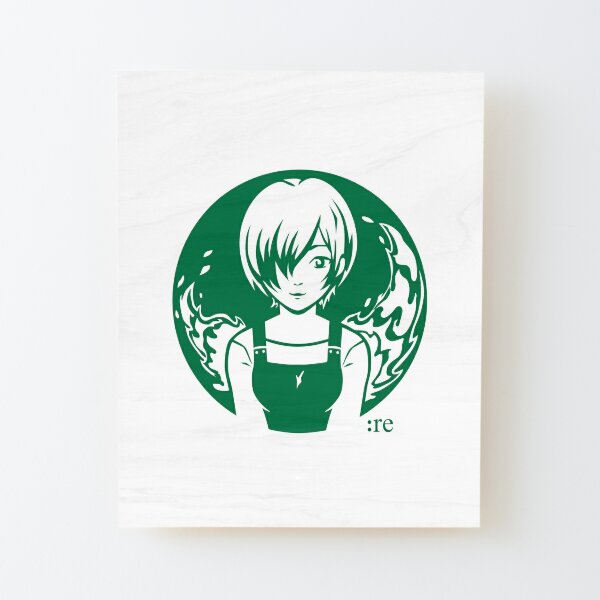 Café Re Logo - Tokyo Ghoul Re Starbucks Parody Wood Mounted Print