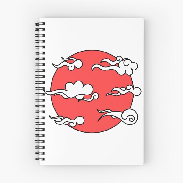 Item preview, Japanese Wind Clouds Line Art with Red Sun and White Clouds designed and sold by Qestro.