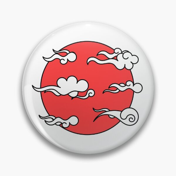 Item preview, Japanese Wind Clouds Line Art with Red Sun and White Clouds designed and sold by Qestro.