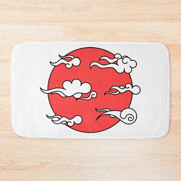 Item preview, Japanese Wind Clouds Line Art with Red Sun and White Clouds designed and sold by Qestro.