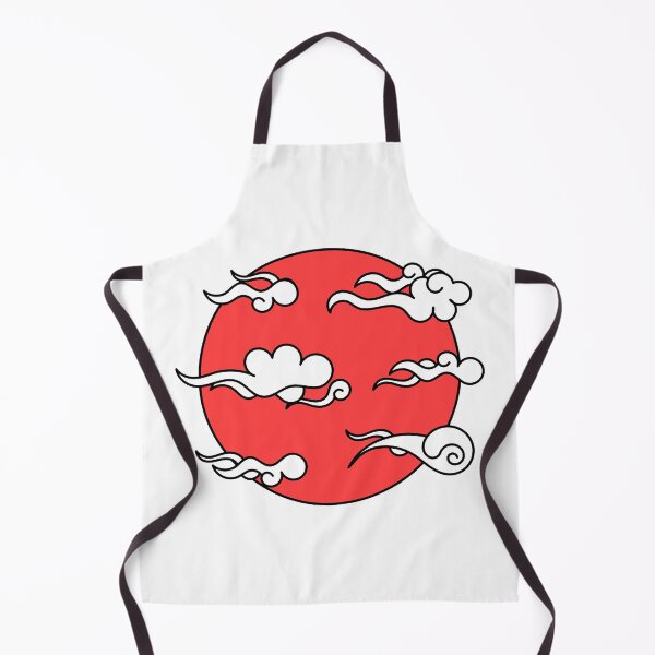 Item preview, Japanese Wind Clouds Line Art with Red Sun and White Clouds designed and sold by Qestro.