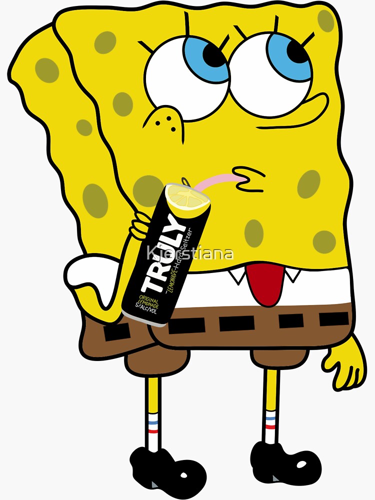 Spongebob Sipping Drink Sticker for Sale by I K