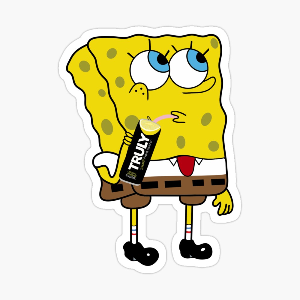 Spongebob Sipping Drink Sticker for Sale by I K