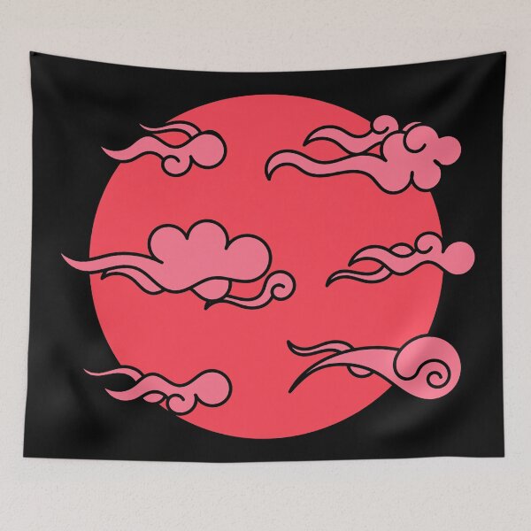 Item preview, Japanese Wind Clouds Line Art Pink designed and sold by Qestro.
