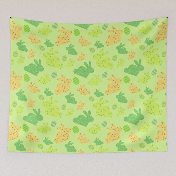 Item preview, Cute Easter Bunny Eggs Yellow Green Pattern Design designed and sold by LordAudes.