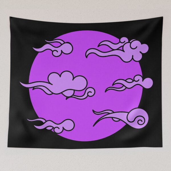Item preview, Japanese Wind Clouds Line Art Purple designed and sold by Qestro.